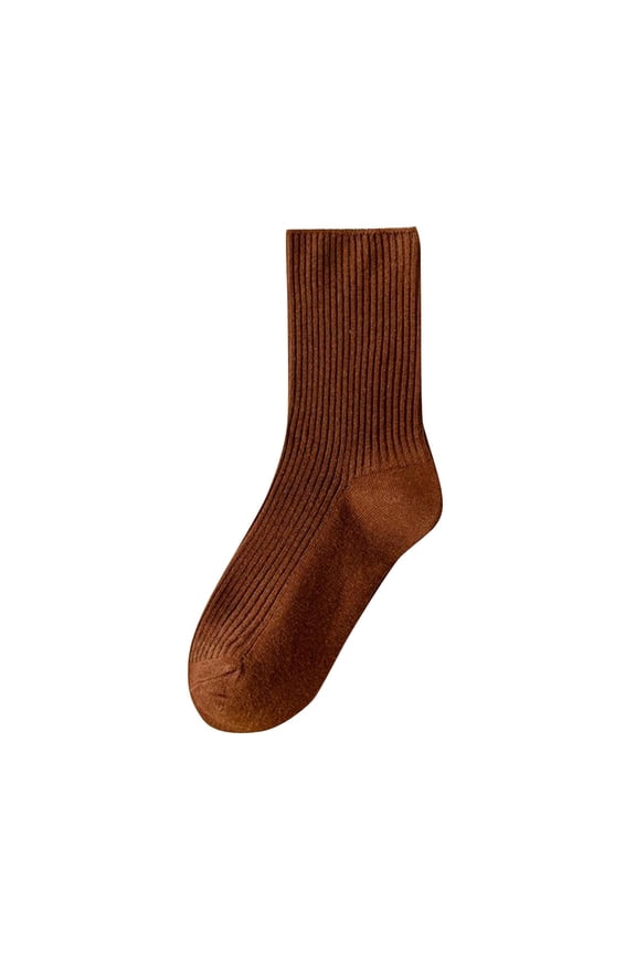 Womens Tube Socks Fall Winter Casual Solid Color Mid Length Athletic Socks Comfy Fabric for Daily Gym Wearing(Coffee,Free Size)