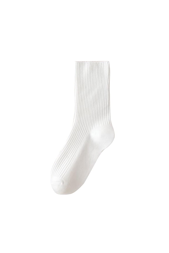 Womens Tube Socks Fall Winter Casual Solid Color Mid Length Athletic Socks Comfy Fabric for Daily Gym Wearing(White,Free Size)