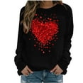 thumbnail image 1 of SuTry Womens Valentine's Romantic Heart Print Pullover Fall Winter Long Sleeve Round Neck Fashion Casual Sweatshirt(Black,L), 1 of 5