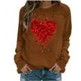 thumbnail image 1 of SuTry Womens Valentine's Romantic Heart Print Pullover Fall Winter Long Sleeve Round Neck Fashion Casual Sweatshirt(Brown,S), 1 of 5