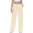 thumbnail image 1 of SuTry Womens Wide Leg Sweatpants Drawstring Elastic High Waist Side Inseam Pockets Full Length Daily Sport Casual Wear Trousers, 1 of 6
