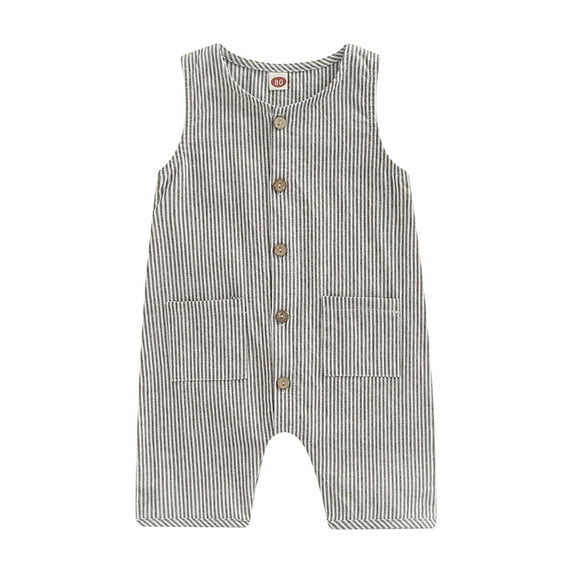 Suagox Baby Boy´s Girl´s Jumpsuit, Round Neck Sleeveless Button Down One Piece Romper for 0-3 Year-Old Toddler