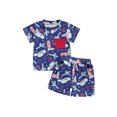 thumbnail image 1 of Suagox Baby Boys Shorts Set, Boots Print Short Sleeve T-shirt with Elastic Waist Shorts Summer Outfit for 4th of July for 0-24 Months and 2-3 Years Old Boy, 1 of 10