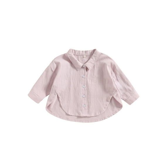 Suagox Kids Toddler Baby Summer Tops, Short Sleeve Lapel Collar Solid Color Button Down Shirts,1-7 Years