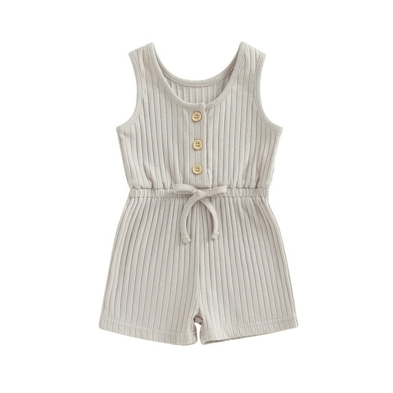 Suagox Toddler Baby Girls Boys Playsuit Solid Color Crew Neck Sleeveless Jumpsuits Summer Casual Clothes Bodysuits Romper ,6 Months to 4 Years