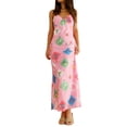 thumbnail image 1 of Suagox Women Slip Dress, Spaghetti Straps V-neck Fruit Print Swing Dress Summer Long Dress, 1 of 10