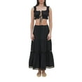 thumbnail image 1 of Suagox Women's 2 Piece Summer Set, Flower Embroidery Tie-Up Crop Tank Tops Drawstring Tiered Long Skirt Party Outfits, 1 of 10