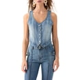 thumbnail image 1 of Suagox Women's Denim Vest Slim Fit V Neck Sleeveless Button Down Summer Tops for Party Club, 1 of 10