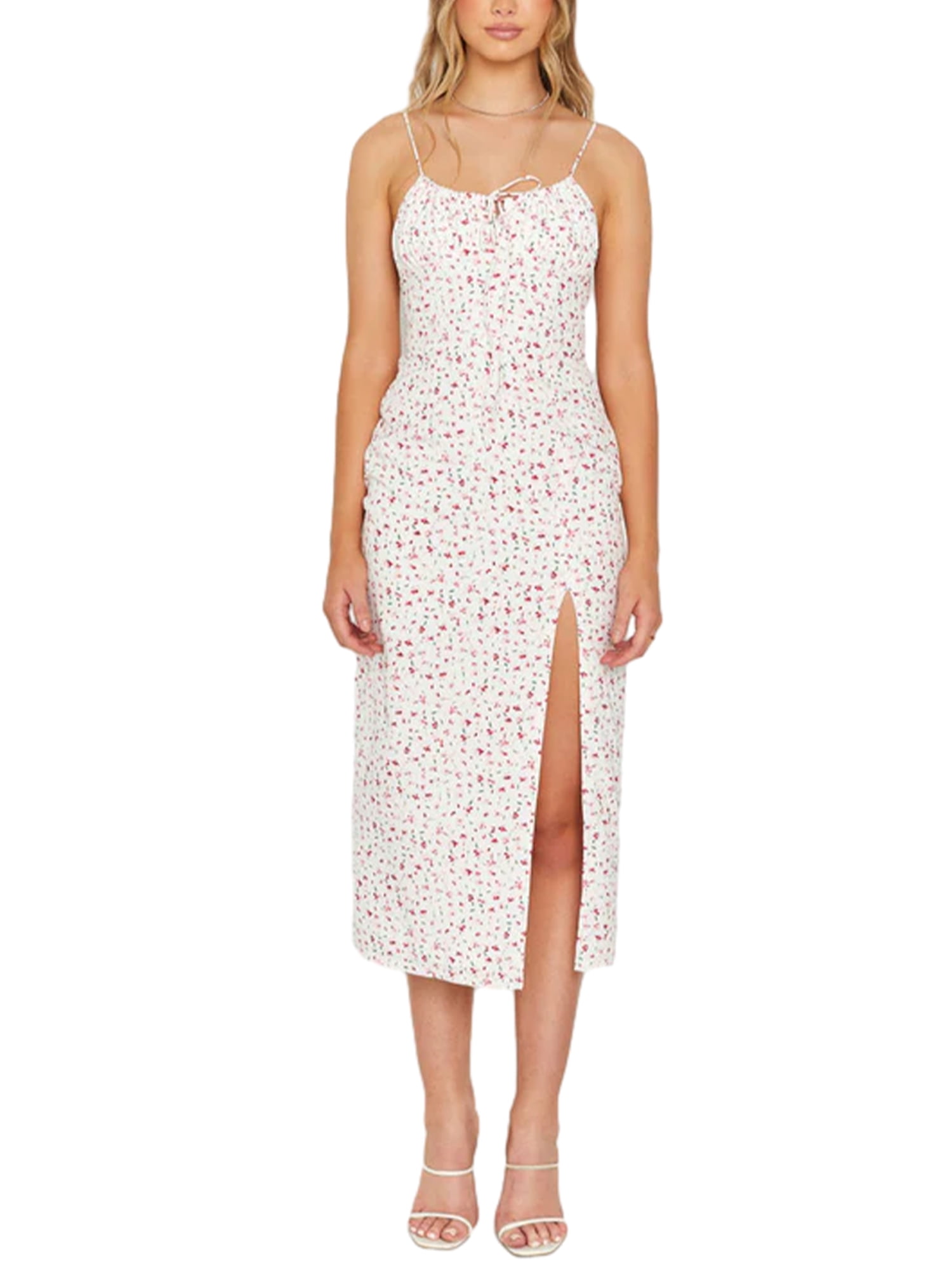 Colorful Unique Printed Sexy Graceful Suspender Slim Midi Dress main image 0