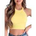 thumbnail image 1 of Suagox Women's Halter Neck Tank Tops Ribbed Round Neck Sleeveless Slim Fit Summer Crop Vest, 1 of 10