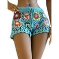 thumbnail image 1 of Suagox Women's Knit Crochet Shorts Casual Hollow Out Elastic Waist Drawstring Short Pants Lounge Shorts for Summer, 1 of 10