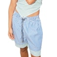 thumbnail image 1 of Suagox Women’s Patchwork Boxer Shorts Casual Elastic Waist Stripes Print Wide Leg Shorts Going Out Trousers, 1 of 10