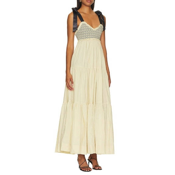 Suagox Women's Summer  Long Slip Dress Abstract Print V-Neck Sleeveless Tie-up Slim for Paarty