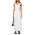 thumbnail image 1 of Suagox Women's Summer Sleeveless Dress Solid Color V-Neck Button Front Long Dress Tie Waist Slit Hem Dress, 1 of 10