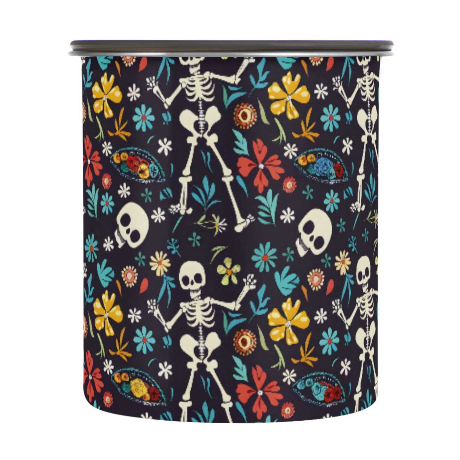 Suagr Skulls Airtight Coffee Bean Canister 30oz Food Storage Containers with Lids For Gournd, Tea, Sugar, Flour, Rice, Cereal, Candy Cookie Jar