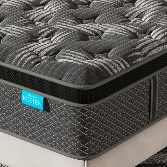 Suanp Black 10 inch Queen Mattress, Cooling Gel Memory Foam Hybrid Mattress in a box, Queen, Medium,Euro Top