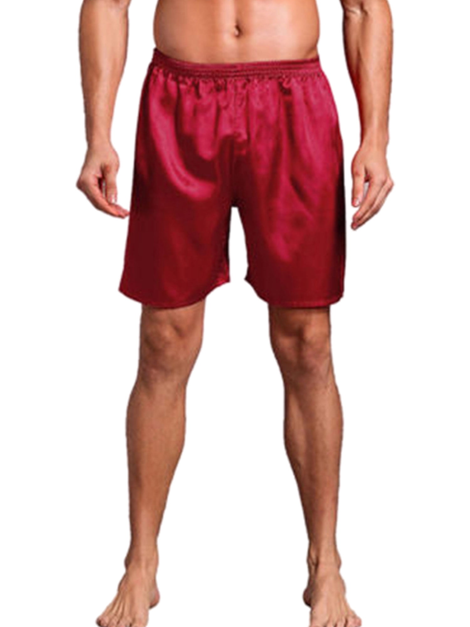 Suanret Men Sleepwear Silk Satin Underwear Boxers Shorts Nightwear