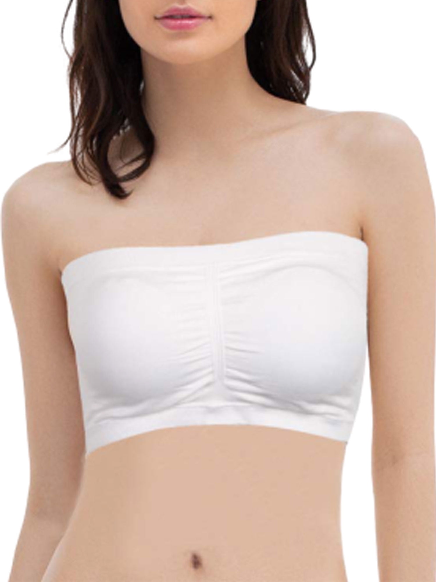 Suanret Plus Size Strapless Bra Bandeau Tube Removable Padded Top