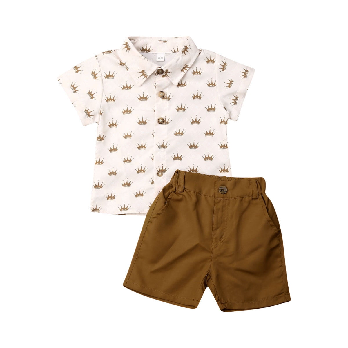 Suanret Toddler Baby Boy Short Sleeve Button Down Shirt Shorts Set 2T ...