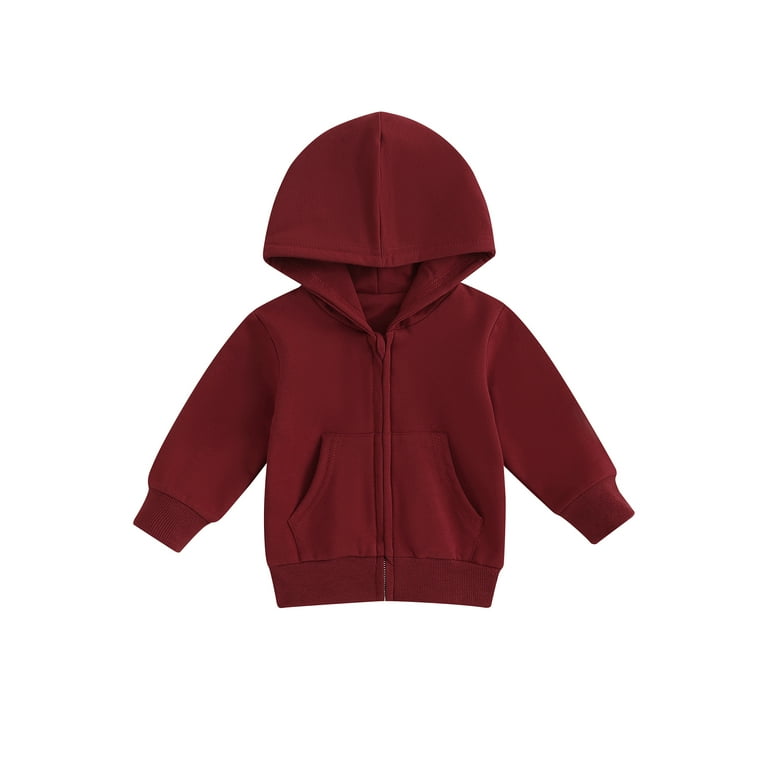 Suanret Toddler Kids Boys Girls Zipper Jacket Casual Warm Hoodie Sweatshirt Infant Baby Spring Fall Outwear Wine Red 4 5 Years Walmart