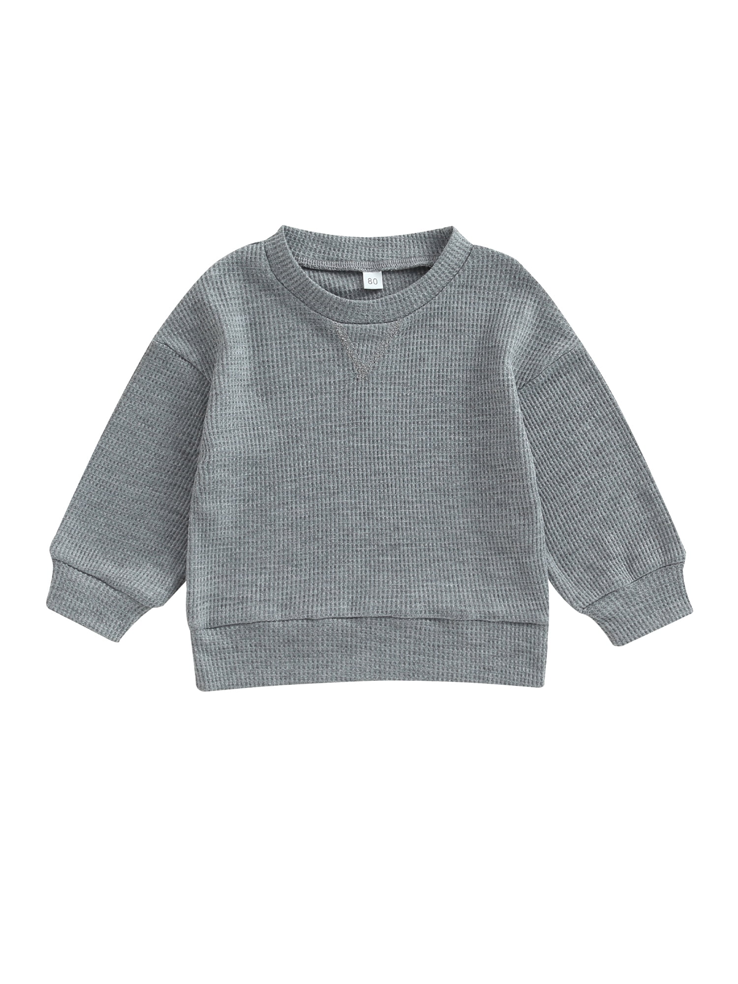 Suanret Toddler Kids Boys Sweatshirt Long Sleeve Crew Neck Tops Solid