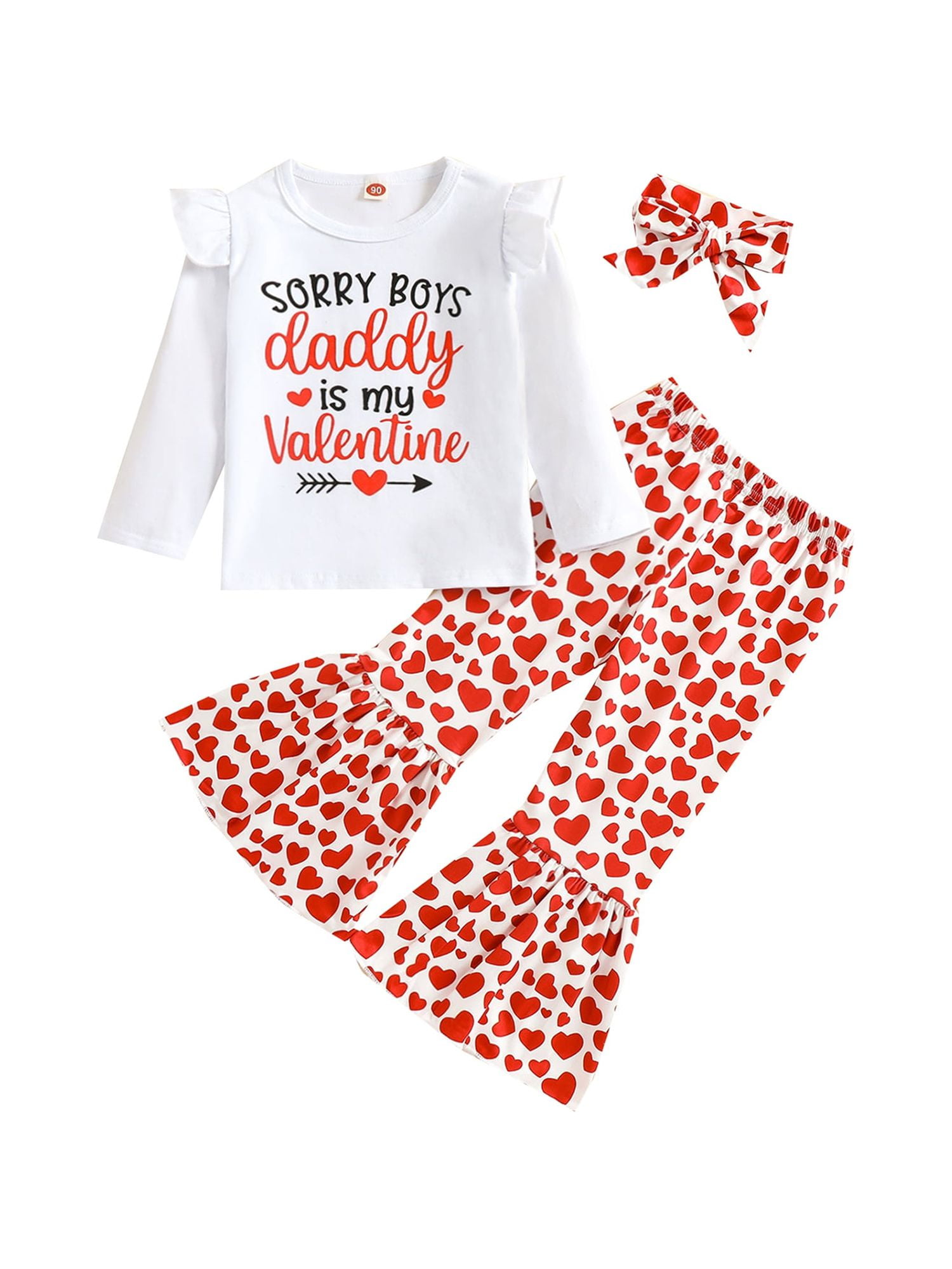 Suanret Valentine's Day Kids Baby Girls 3Pcs Clothes Long Sleeve ...