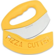 Suanyok Premium Pizza Cutter Food Chopper-Super Sharp Stainless Steel Pizza Cutters Rocker/Slicer/Blade/Knife with Cover Multi Function Kitchen Tools,Dishwasher Safe,Yellow