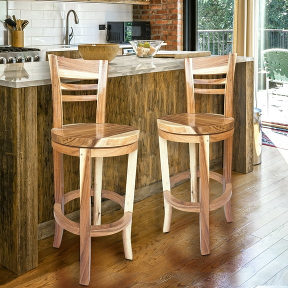 Suar Olympia Live Edge Bar Stool Chair with Swivel Seat