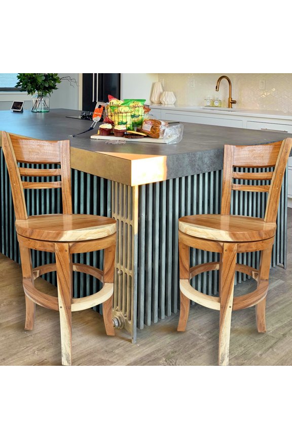 Suar Olympia Live Edge Counter Stool Chair with Swivel Seat
