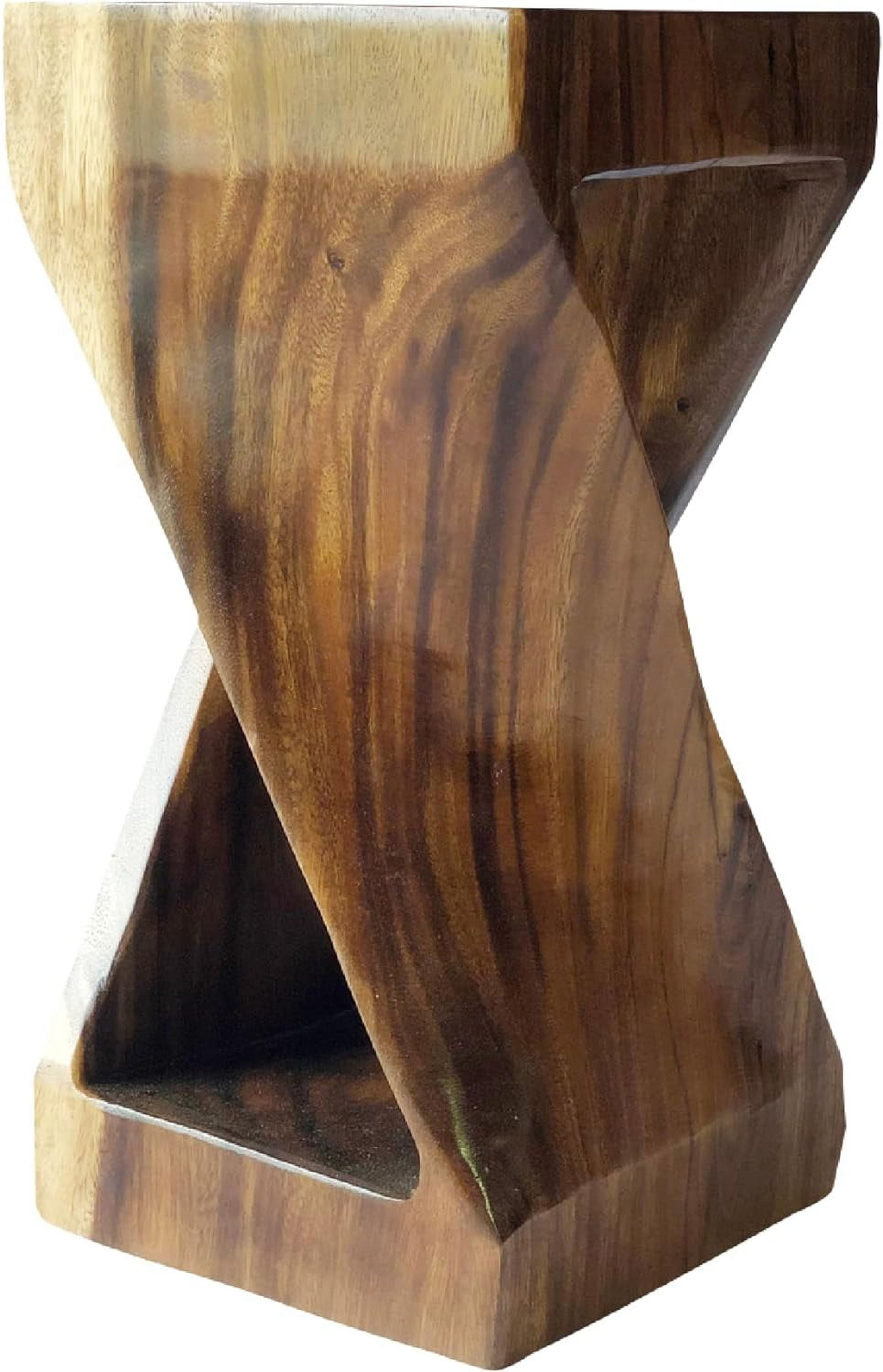 Suar Stool Accent Table, Natural Wood, 22 Inches to 24 Inches in Height