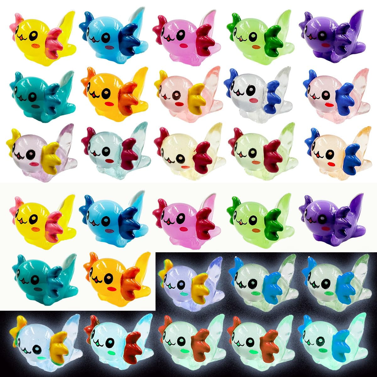 8/16/24/32pcs Mini Resin Axolotl Miniature Figurine, Glow In The Dark Tiny Animal Figurines Small Luminous Charm Ornament For Diy Craft Garden Landscape Dollhouse Ornament Potted Plants Decorations P 67324579