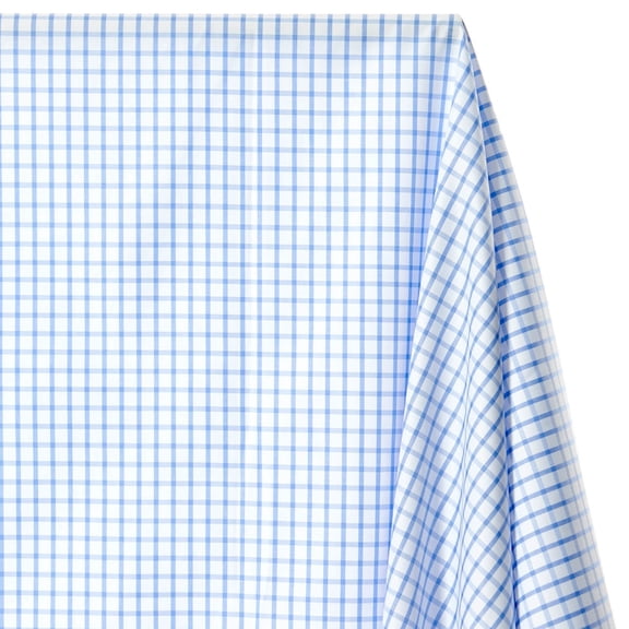 Suave 1/4" Gingham Check Shirting Poplin Fabric - Light Blue 57/58" By The Yard