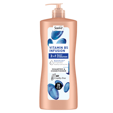 Suave 2-in-1 Shampoo & Conditioner, Moisturizing Vitamin B5 Infusion for Dry Hair, 28 fl oz