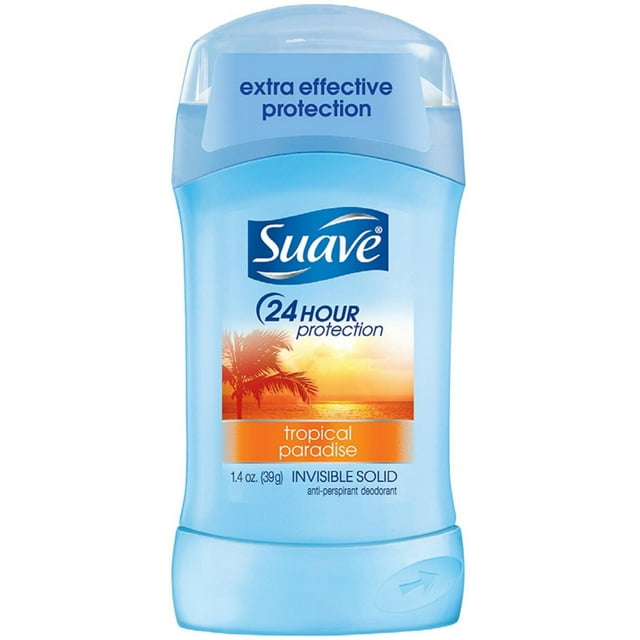 Suave 24 Hour Protection Anti-Perspirant Deodorant Invisible Solid, Tropical Paradise 1.40 oz
