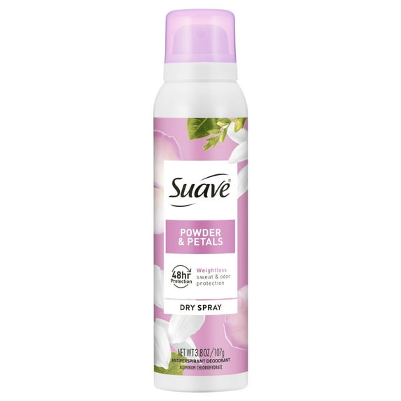 Suave Powder & Petals Dry Spray Antiperspirant Deodorant, 48HR Invisible Protection, 3.8 OZ