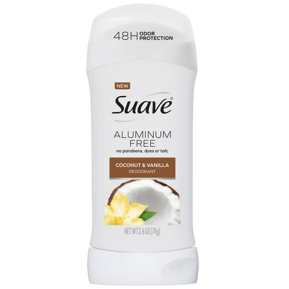 Suave Aluminum-Free Deodorant for Women, Coconut & Vanilla, 2.6 Oz