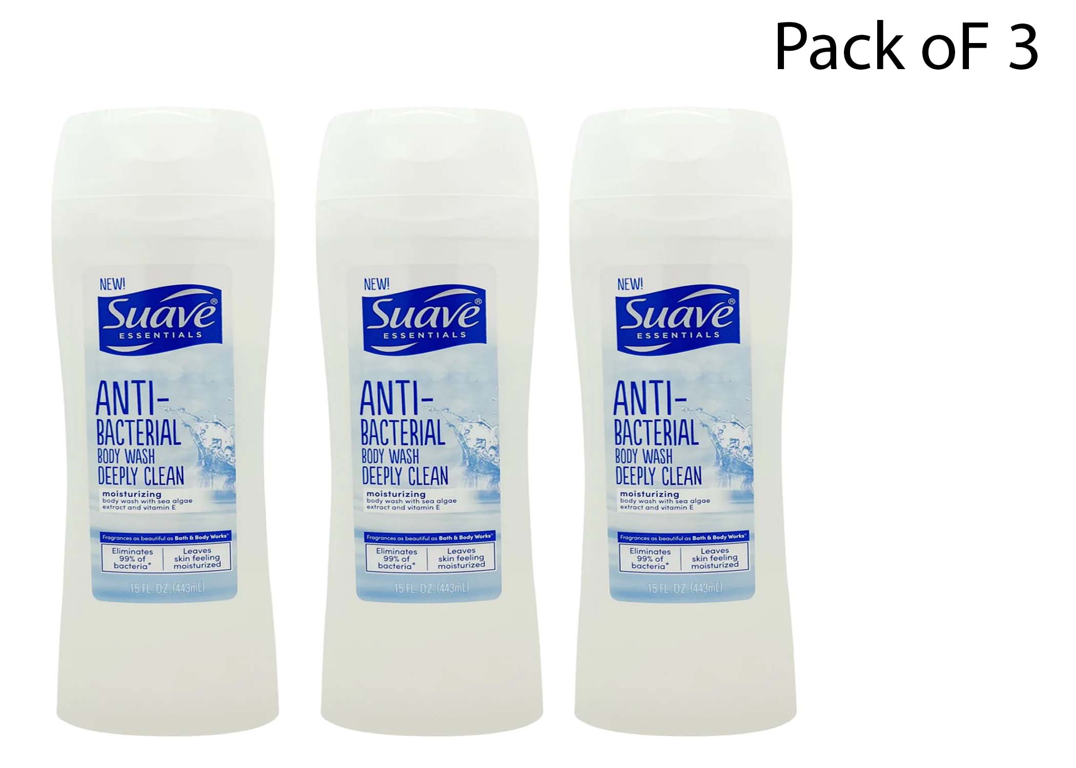 Suave Antibacterial Body Wash Deeply Clean 15 fl oz (Pack OF 3