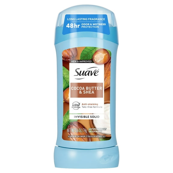 Suave Antiperspirant Deodorant For Women, 48hr Protection, Cocoa Butter & Shea, 2.6 oz