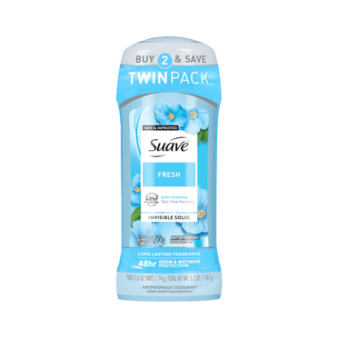 Suave Antiperspirant Deodorant For Women, 48hr Protection, Fresh, 2.6 oz Twin Pack