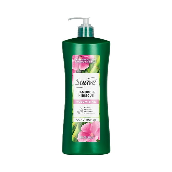 Suave Bamboo & Hibiscus Volumizing Conditioner, for Fine and Flat Hair, 28 oz Pump