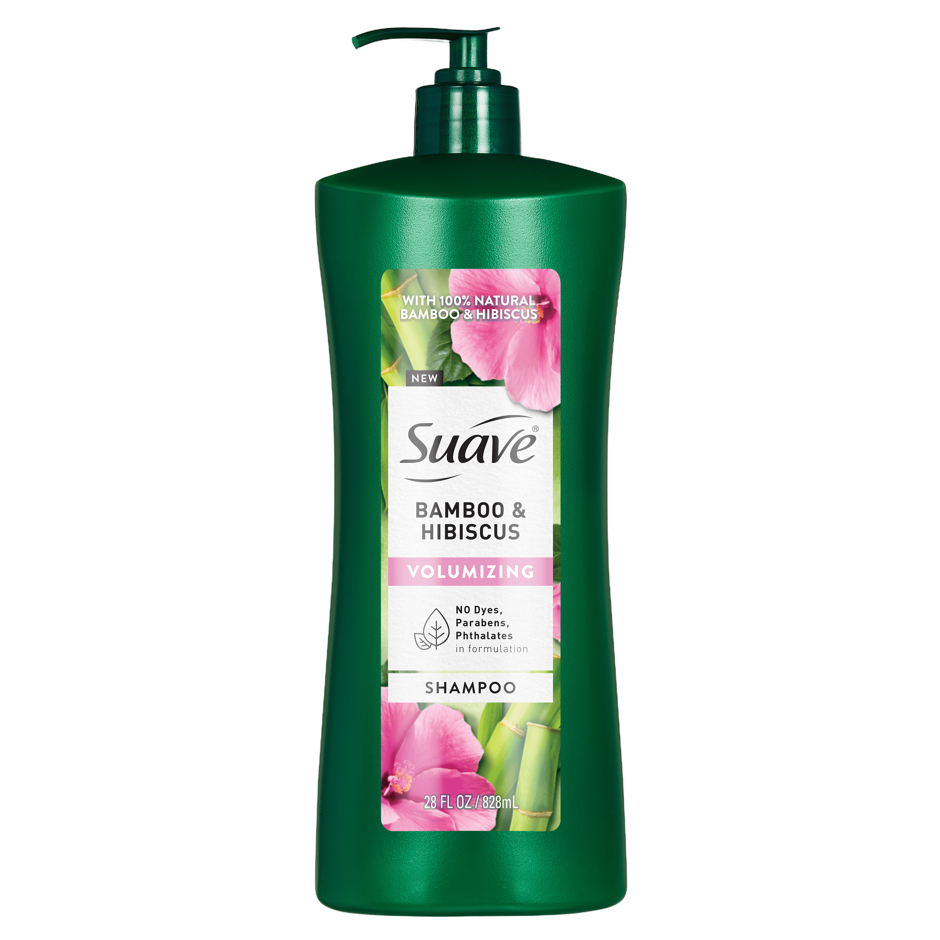 Suave Bamboo & Hibiscus Volumizing Shampoo, for Fine & Flat Hair, 28 fl oz with Pump