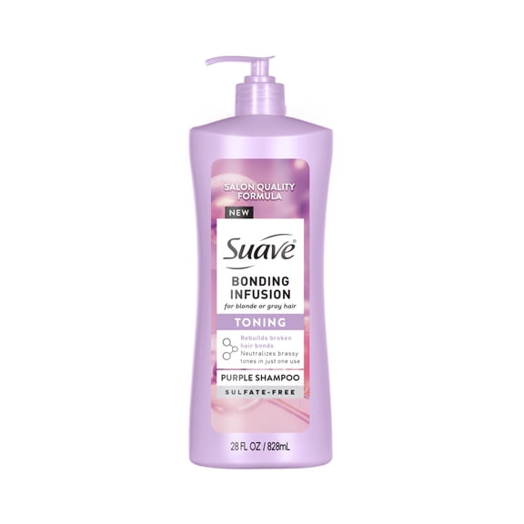 Suave Bonding Infusion Purple Toning Shampoo, for Neutralizing Brassy Tones, 28oz Pump