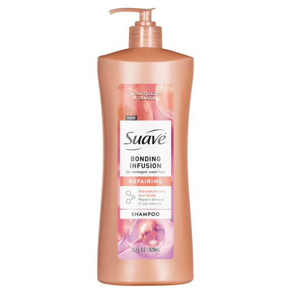 Suave Bonding Infusion Repairing Shampoo for Damaged Hair, Color and Chemical Damage, 28 fl oz
