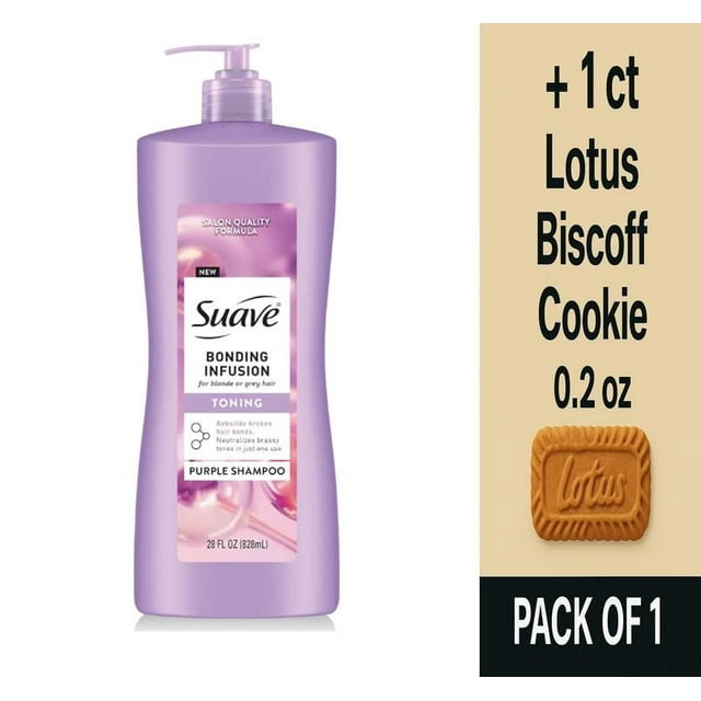 Suave Bonding Infusion Toning Purple Shampoo 28 fl oz - Pack of 1 & Lotus Biscoff Cookie - 0.2 Oz - 1 ct