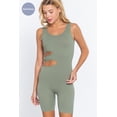thumbnail image 1 of Suave Cut-out Seamless Romper Sage Green' S/M, 1 of 5