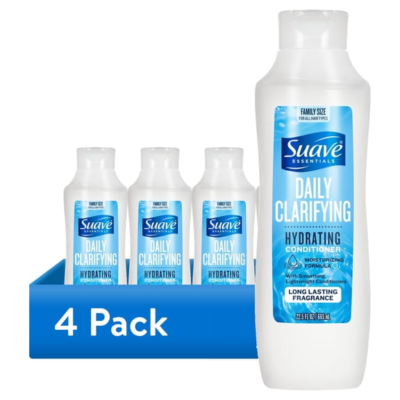 (4 pack) Suave Daily Clarifying Conditioner, Hydrate & Shine For All Hair Types, 22.5 FL OZ