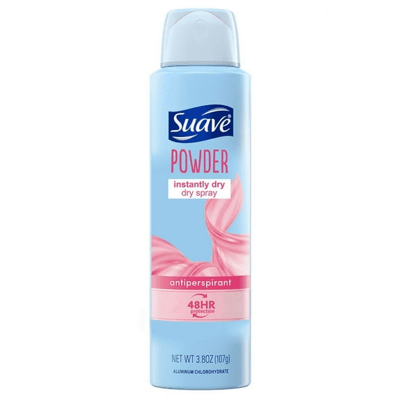 Suave Dry Spray Instantly Dry Powder Antiperspirant Deodorant, 3.8 oz (2 Pack)