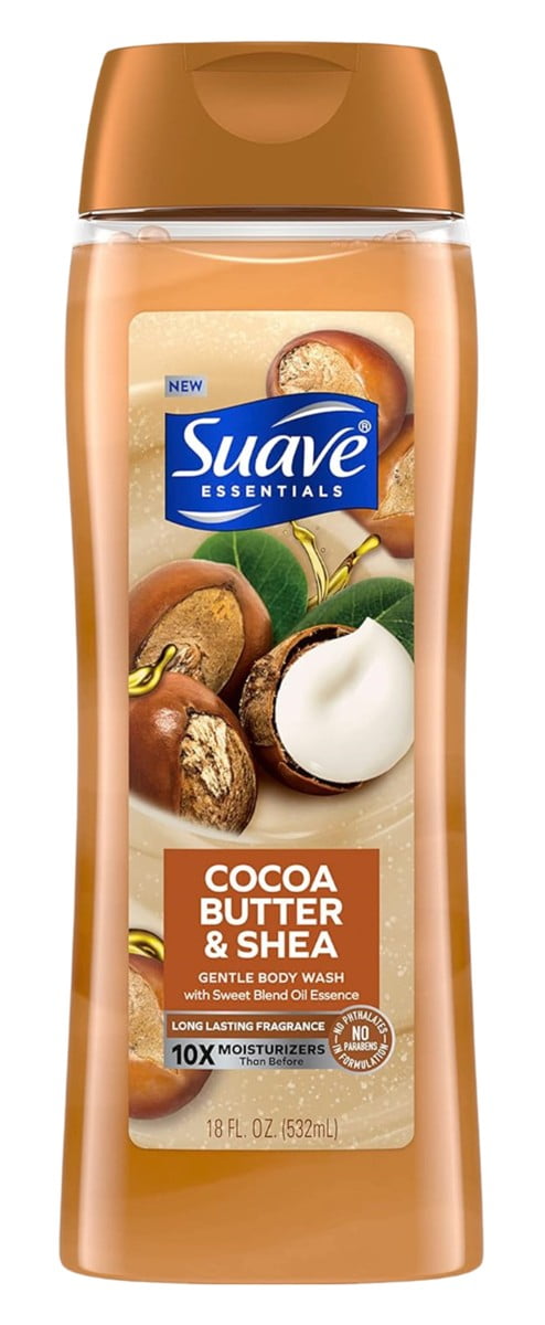 Suave Essentials Body Wash 18oz Cocoa Butter + Shea (Pack of 3)