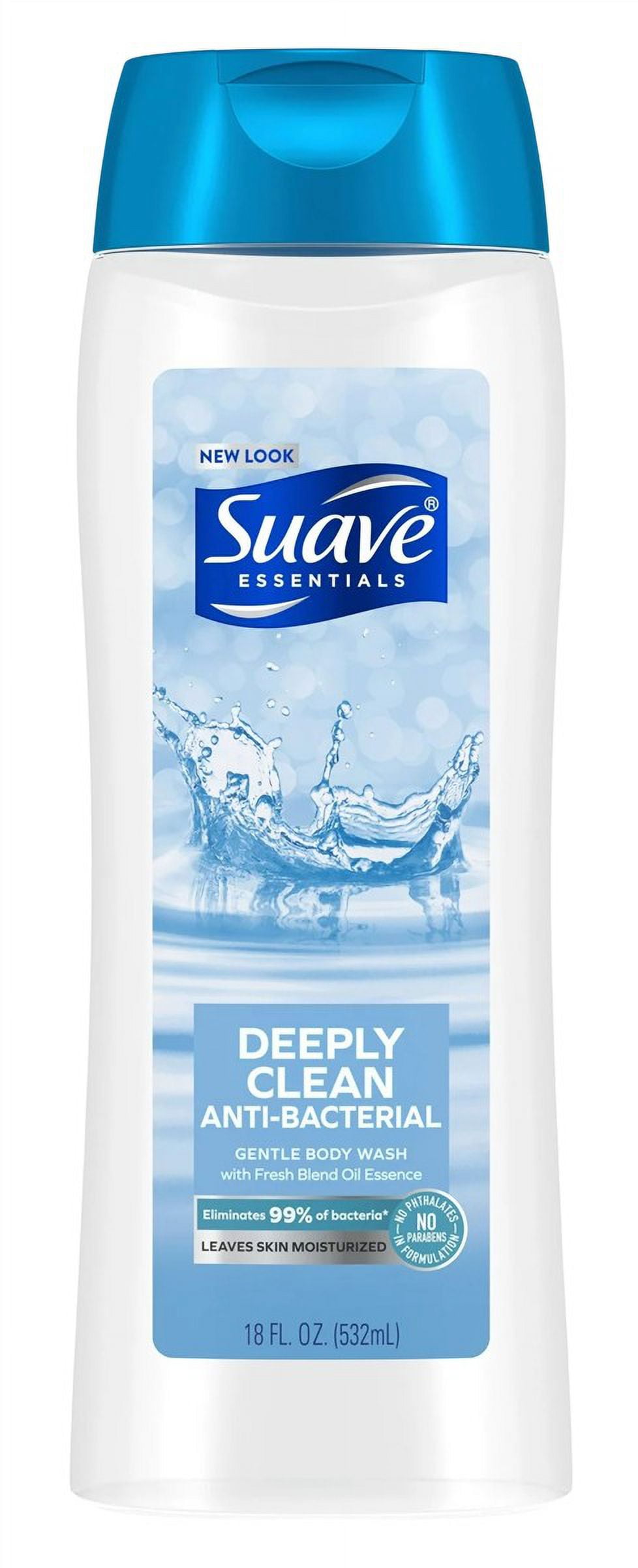 Suave Essentials Body Wash 18oz Deeply Clean Anti-Bact (Pack of 3)