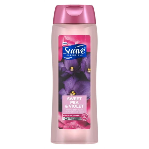 Suave Essentials Body Wash 18oz Sweet Pea + Violet (Pack of 3)